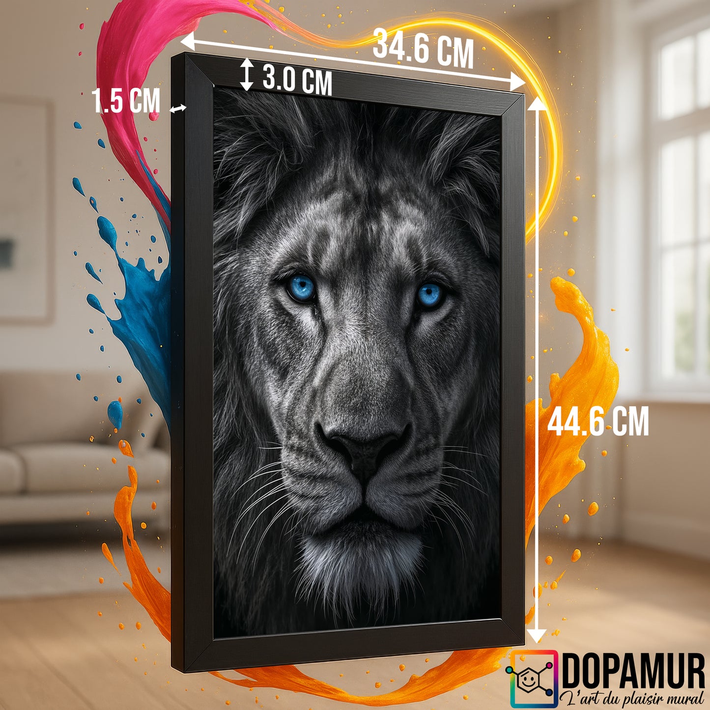 Âme de Roi – Lion aux Yeux Bleus