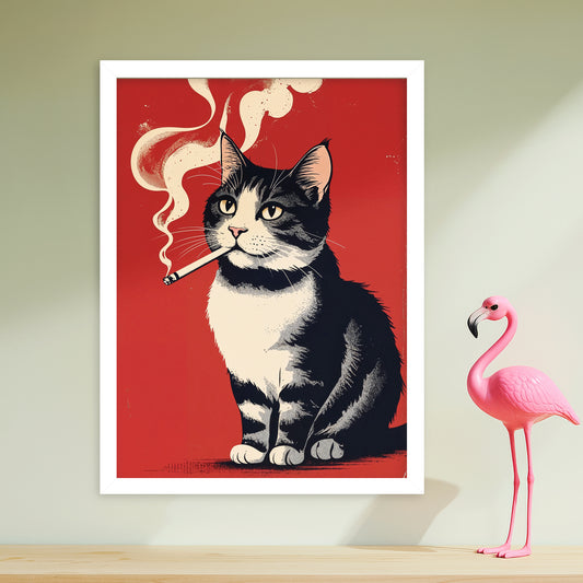 Fumeur Rebel – Chat à la Cigarette Vintage