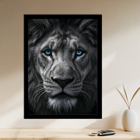 Âme de Roi – Lion aux Yeux Bleus