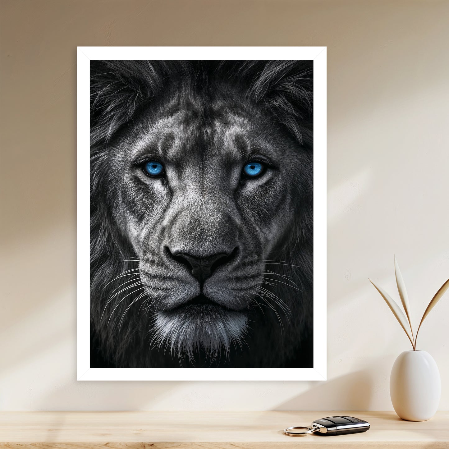 Âme de Roi – Lion aux Yeux Bleus