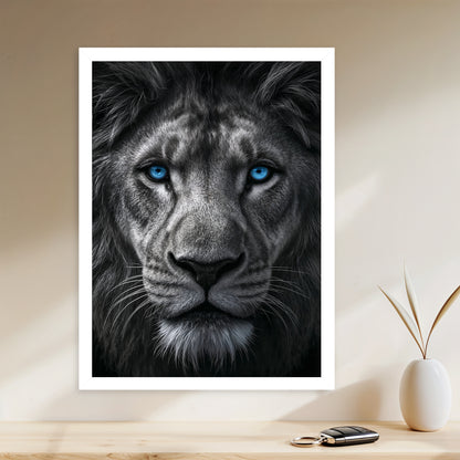 Âme de Roi – Lion aux Yeux Bleus