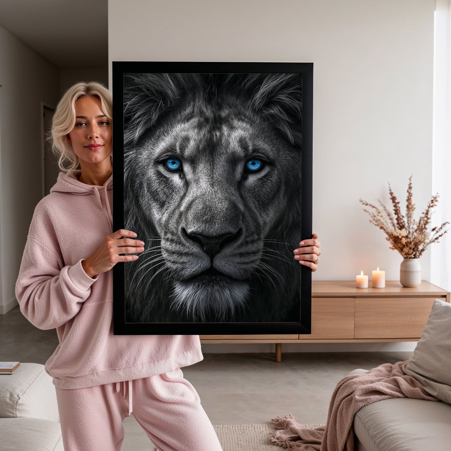 Âme de Roi – Lion aux Yeux Bleus