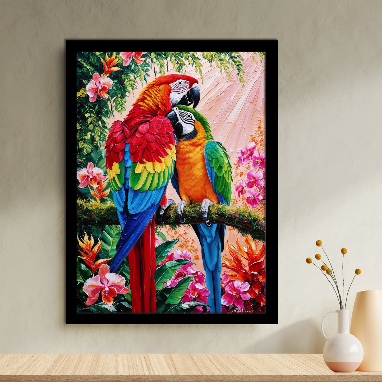 Amour Tropical – Perroquets Colorés