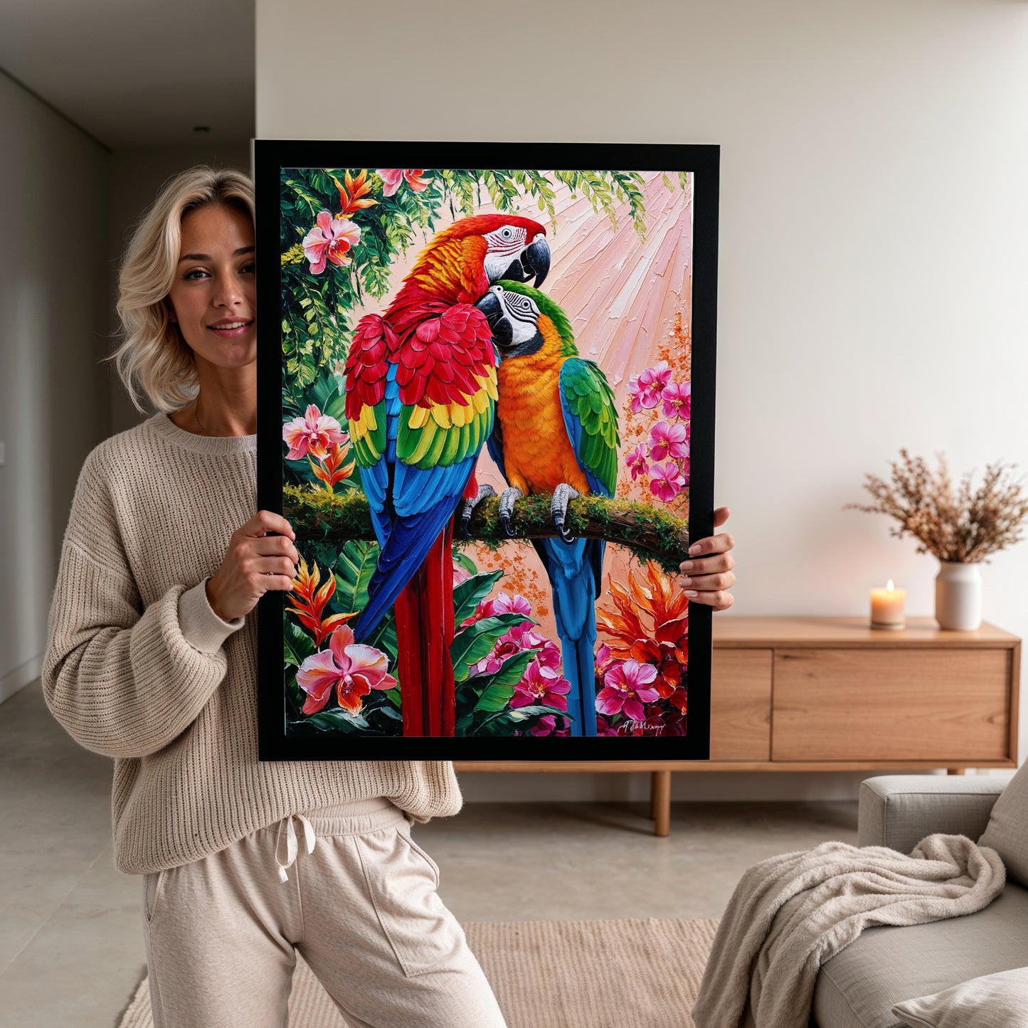 Amour Tropical – Perroquets Colorés