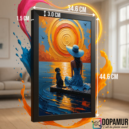 Coucher de Soleil Doré – Femme & Chien