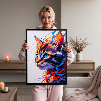 Énergie Chromatique – Chat Multicolore