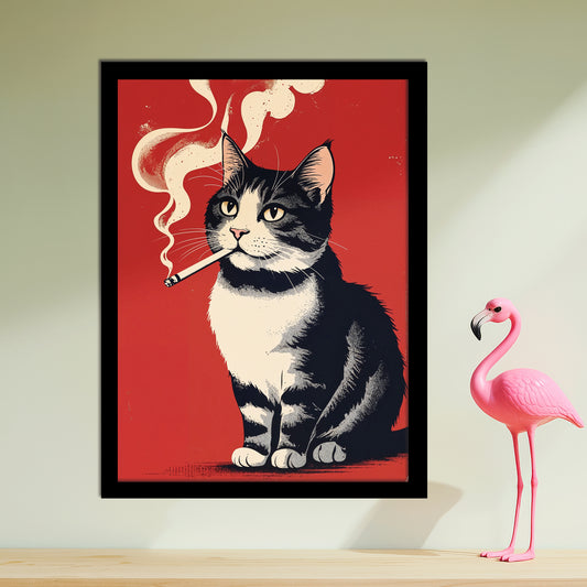 Fumeur Rebel – Chat à la Cigarette Vintage