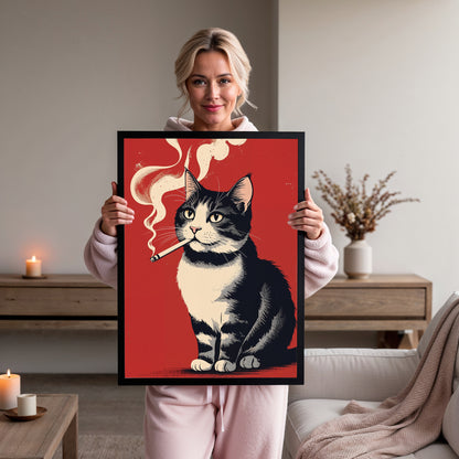 Fumeur Rebel – Chat à la Cigarette Vintage