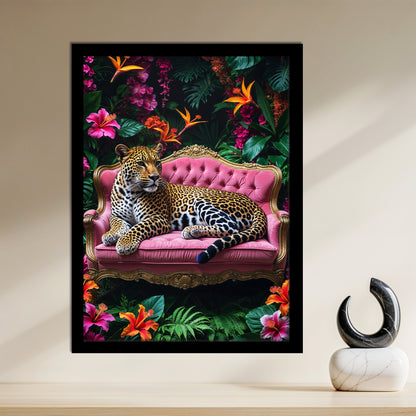 Reine Féline – Léopard sur Fauteuil Royal