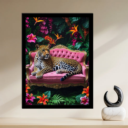 Reine Féline – Léopard sur Fauteuil Royal