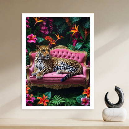 Reine Féline – Léopard sur Fauteuil Royal