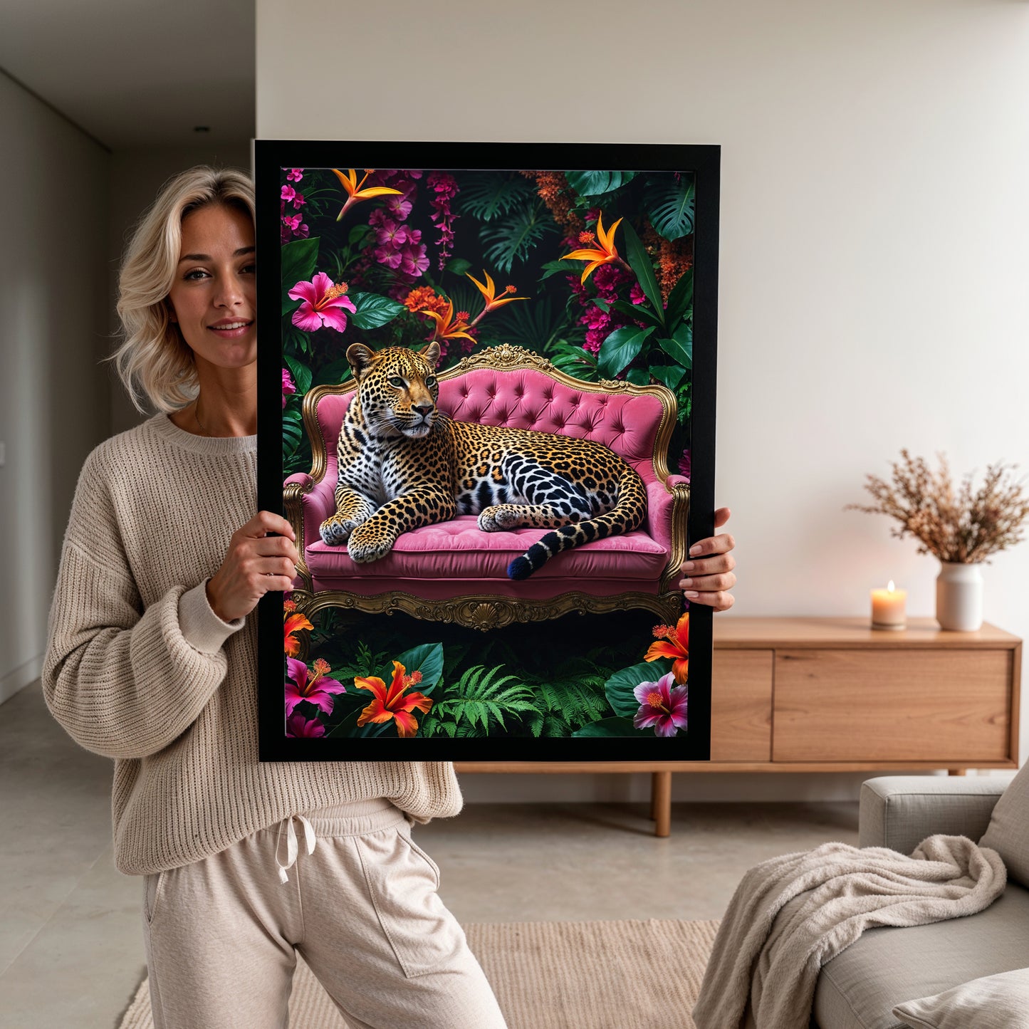 Reine Féline – Léopard sur Fauteuil Royal