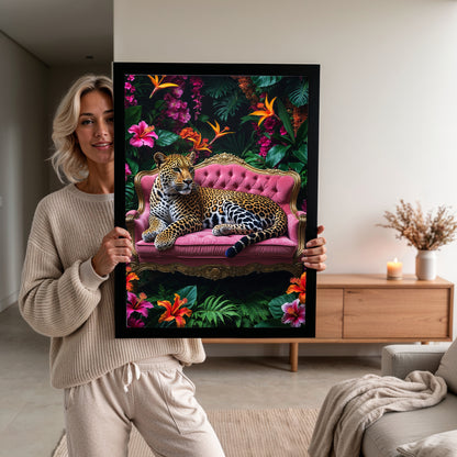 Reine Féline – Léopard sur Fauteuil Royal